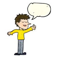 cartoon happy man reaching with speech bubble N4