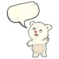cartoon cute waving polar bear teddy with speech bubble N2
