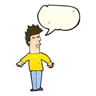 cartoon worried man with speech bubble N35