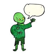 cartoon skeleton waving with speech bubble N4