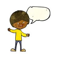 cartoon unhappy boy with speech bubble N24