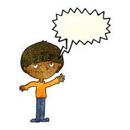 Cartoon happy boy with speech bubble N96