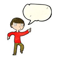 cartoon boy pointing with speech bubble N10
