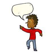cartoon man pointing with speech bubble N77