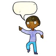 cartoon boy pointing with speech bubble N11