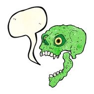 cartoon scary skull with speech bubble N10