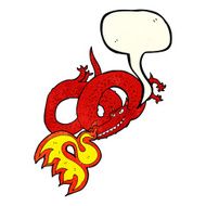 cartoon dragon breathing fire with speech bubble N2