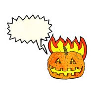cartoon pumpkin with speech bubble N6