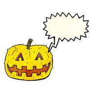 cartoon pumpkin with speech bubble N7