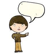 cartoon boy pointing with speech bubble N12