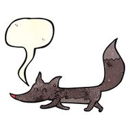 cartoon little wolf with speech bubble N7