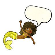 cartoon pretty mermaid with speech bubble N14