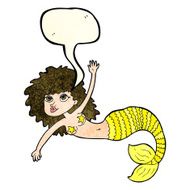 cartoon pretty mermaid with speech bubble N15