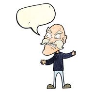 cartoon angry old man with speech bubble N53