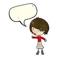 cartoon woman raising eyebrow with speech bubble N8