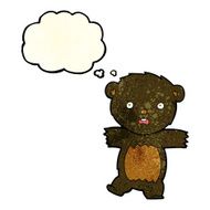 cartoon shocked black bear cub with speech bubble N2