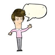 cartoon bored man waving with speech bubble N3
