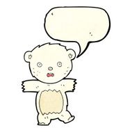 cartoon shocked polar bear cub with speech bubble N2