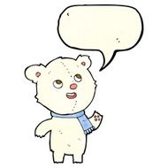 cartoon polar bear wearing scarf with speech bubble N4