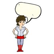 cartoon woman with hands on hips speech bubble N88