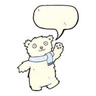 cartoon teddy bear wearing scarf with speech bubble N3