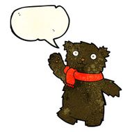 cartoon teddy bear wearing scarf with speech bubble N4