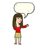 cartoon woman gesturing to show something with speech bubble N8