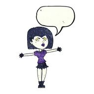 cartoon vampire girl with speech bubble N92