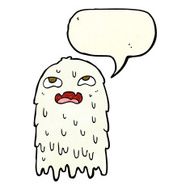 gross cartoon ghost with speech bubble N5