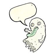 gross cartoon ghost with speech bubble N6