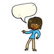 cartoon girl pointing with speech bubble N11