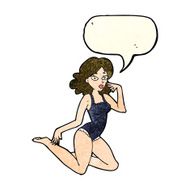 cartoon woman in lingerie with speech bubble N20