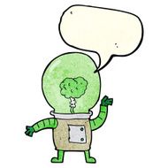 cartoon robot cyborg with speech bubble N4