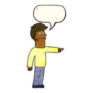 cartoon man pointing with speech bubble N79