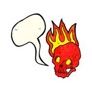 cartoon flaming skull with speech bubble N6
