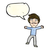 cartoon boy panicking with speech bubble N11