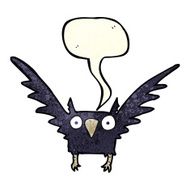 cartoon spooky bird with speech bubble N4