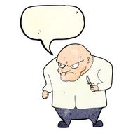 cartoon evil man with speech bubble N4