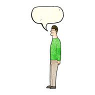 cartoon tall man with speech bubble N3