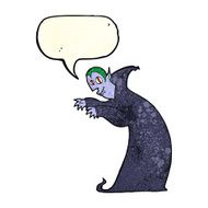 cartoon spooky vampire with speech bubble N3