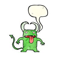 cartoon little devil with speech bubble N8