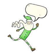 cartoon running santa with speech bubble N4