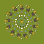Easter background with funny ducks and ducklings