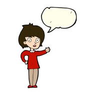 cartoon happy woman with speech bubble N102