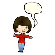 cartoon happy woman with speech bubble N103