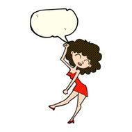 cartoon dancing woman with speech bubble N21
