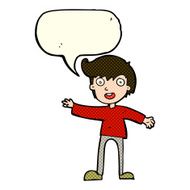 cartoon excited boy with speech bubble N60