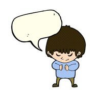 cartoon shy boy with speech bubble N9