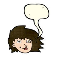 cartoon female face with speech bubble N59