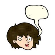 cartoon surprised female face with speech bubble N27